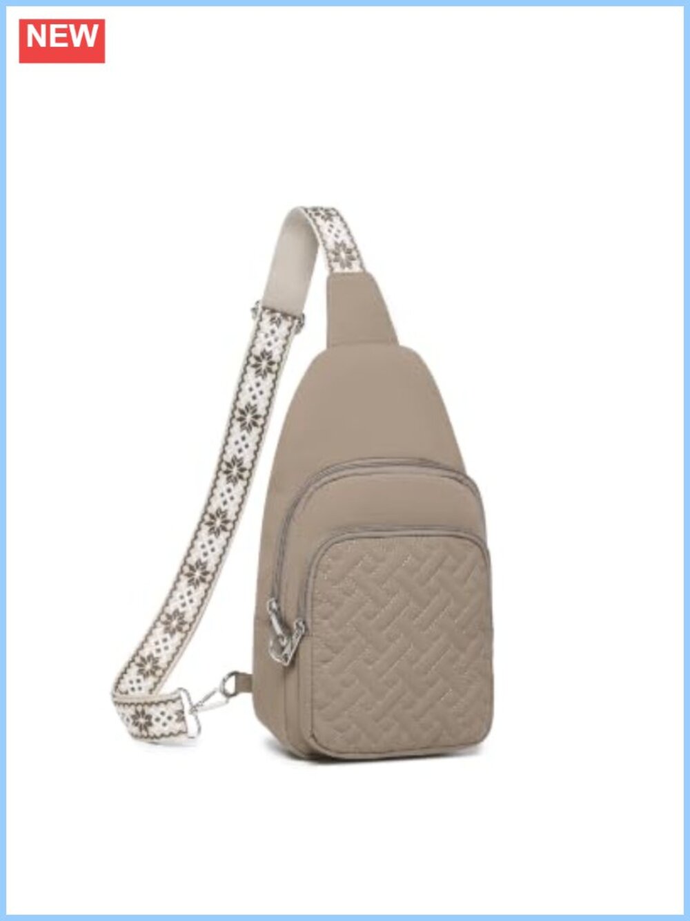 RFID Anti-Theft Nylon Sling Crossbody Bag Quilted Convertible Strap